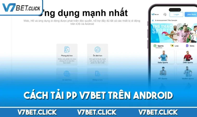 Cách tải pp V7BET trên Android