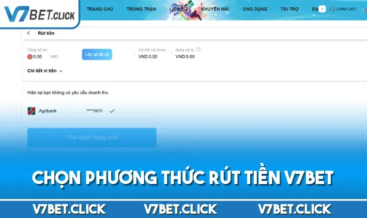 Chọn phương thức rút tiền V7BET