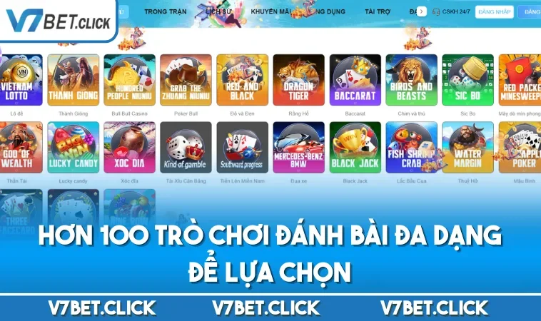 Hơn 100 trò chơi đánh bài đa dạng để lựa chọn