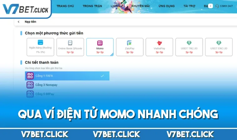Qua ví điện tử Momo nhanh chóng